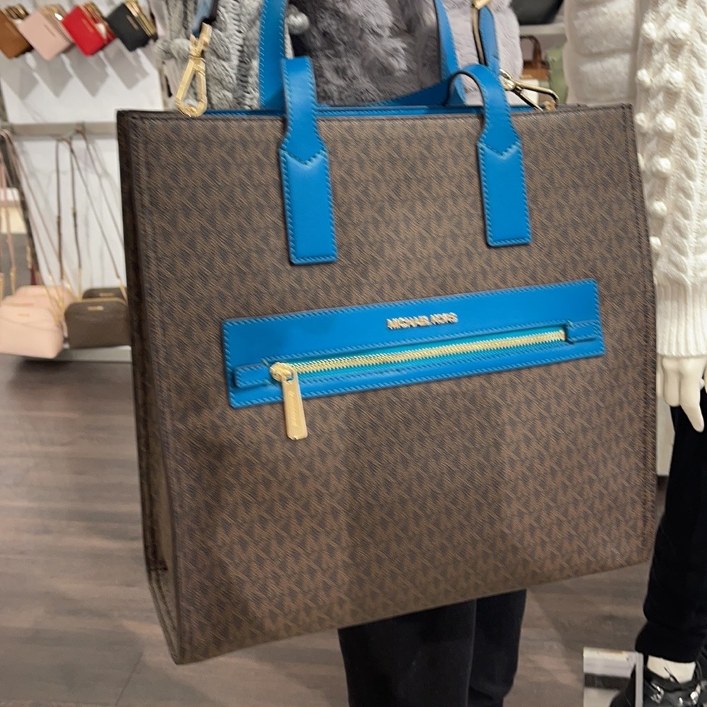 MICHAEL KORS KENLY LARGE NS GRAPHIC LOGO TOTE SATCHEL SHOULDER BAGMK SIGNATURE - Picture 2 of 16